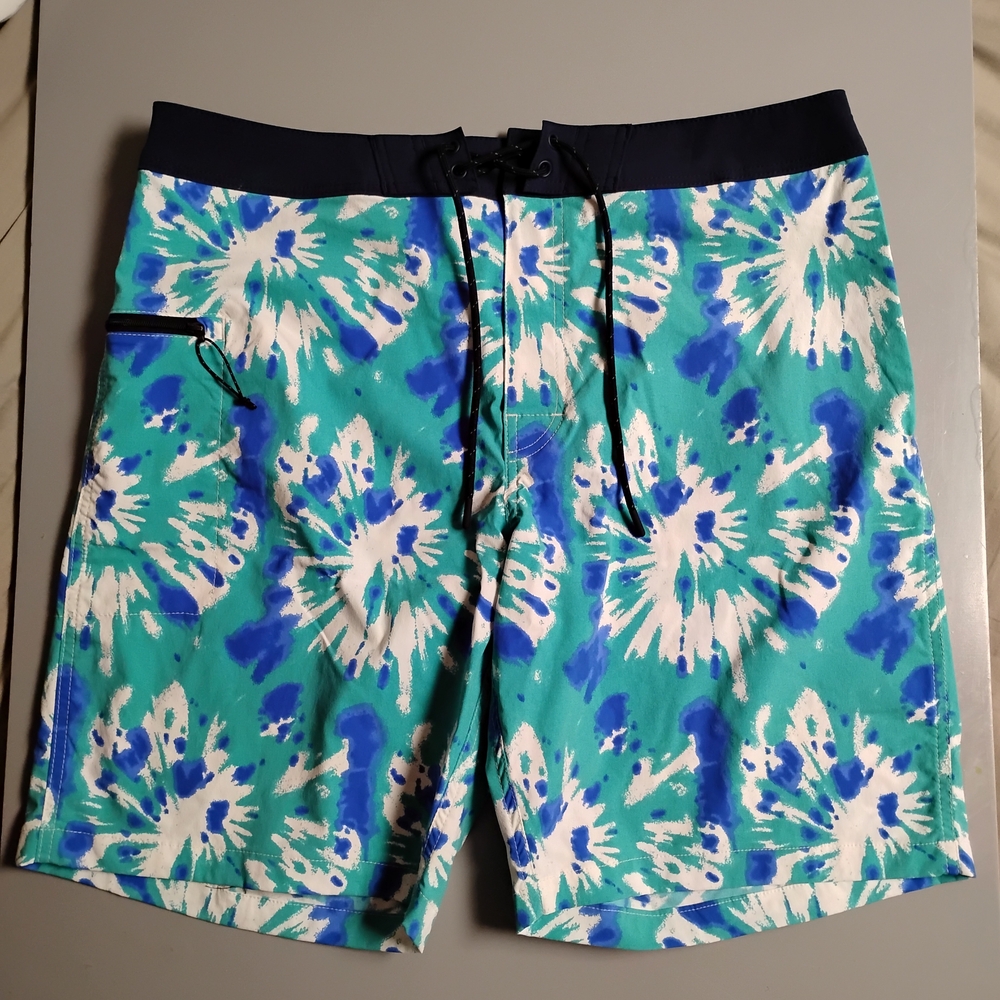 J. Crew Men's Teal, Blue & White Tie-Dye Swim Board Shorts